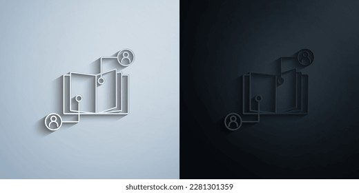 El socio del libro aprende el icono del papel del usuario con el diseño de iluminación vectorial de efecto de sombra