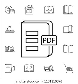 book in PDF format icon. Books and magazines icons universal set for web and mobile on white background