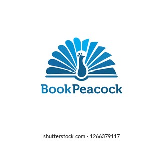 Book Peacock logo, vector, template