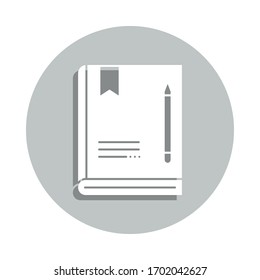 book, pen, bookmark badge icon. Simple glyph, flat vector of Business icons for ui and ux, website or mobile application
