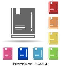 Book, pen, bookmark in multi color style icon. Simple glyph, flat vector of business icons for ui and ux, website or mobile application