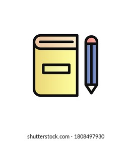Book, pen color gradient vector icon