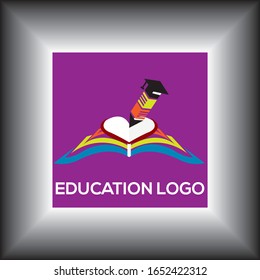 Book and pen education logo of vector.