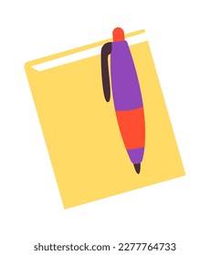 Book with pen flat icon School subject literature. Vector illustration