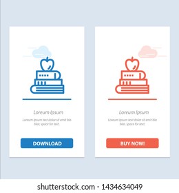 Book, Pen, Food, Education  Blue and Red Download and Buy Now web Widget Card Template