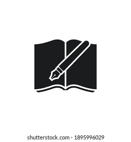 Book and pen icon flat vector illustration