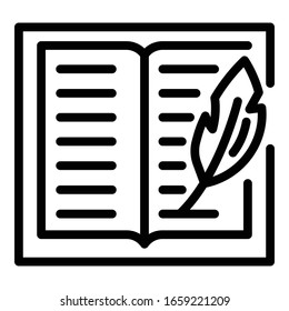 Icono de libro y lápiz. Icono de libro de esquema y vector de lápiz para diseño web aislado en fondo blanco