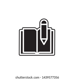 book, pen icon. Simple glyph, flat vector of Book icons for UI and UX, website or mobile application