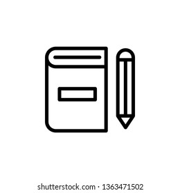 book, pen icon. Simple thin line, outline vector of Book icons for UI and UX, website or mobile application