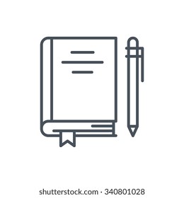 Book and pen icon suitable for info graphics, websites and print media and  interfaces. Line vector icon.