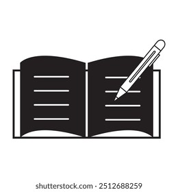 Buch mit Stiftsymbol. Vektordesign.