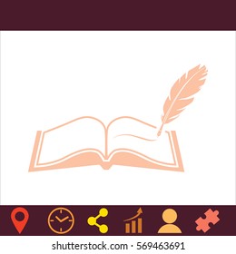 Book with pen  icon. Vector design. 