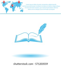 Book with pen  icon. Vector design.