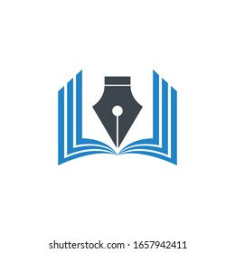 Book and pen Icon Vector. Education Logo Template