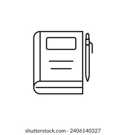 diseño del logotipo de ilustraciones de vectores de iconos de libros y bolígrafos