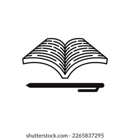 book and pen illustration vector icon.