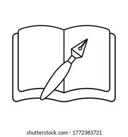 book and pen line style icon design, Education literature and read theme Vector illustration