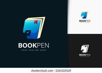 Book pen logo design with gradient