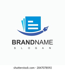 Book And pen Logo Design Template