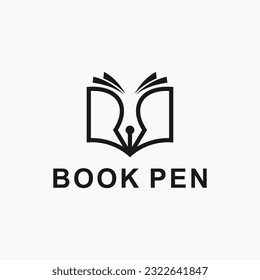 ilustración vectorial del diseño del logotipo del libro con lápiz