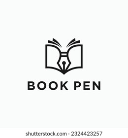 Buch mit Stift-Logo-Design, Vektorgrafik mit Silhouette