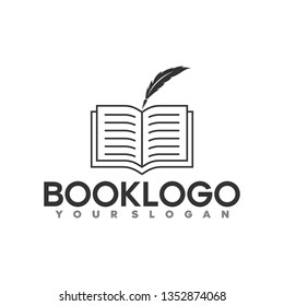 book and pen logo illustration and vector