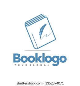 book and pen logo illustration and vector