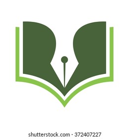 book and pen logo vector.