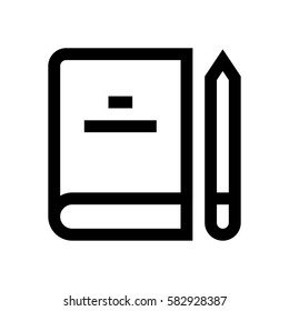 Book and pen mini line, icon, background and graphic. The icon is black and white, linear  flat, vector, pixel perfect, minimal, suitable for web and print. 