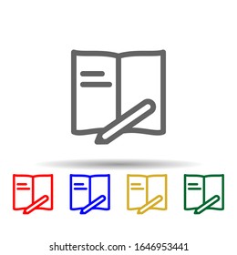 Book pen multi color style icon. Simple thin line, outline vector of web icons for ui and ux, website or mobile application
