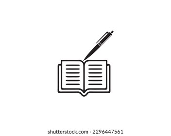 Book and Pen or Pencil Icon Vector Design Template Stock Vector - Illustration of element, Book With Feather Pen Icon Royalty Free SVG, Cliparts, Vectors, And Stock Illustration. svg