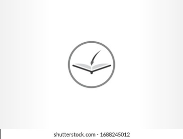 book with pen or pencil vector illustration for study room vector logo design