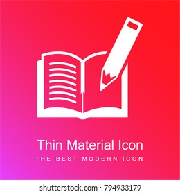 Book and pen red and pink gradient material white icon minimal design