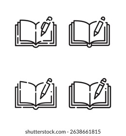 Book with pen set vector illustration