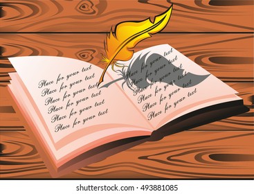 book with a pen, and text.vector illustration.