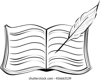 Book with pen vector icon