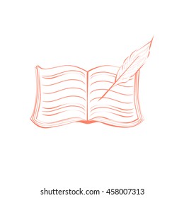 Book with pen vector icon