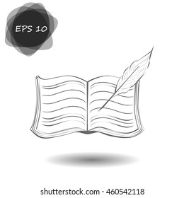 Book with pen vector icon