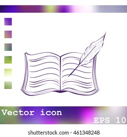 Book with pen vector icon