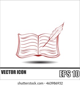 Book with pen vector icon