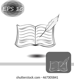 Book with pen vector icon