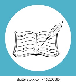 Book with pen vector icon