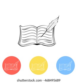 Book with pen vector icon