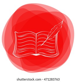Book with pen vector icon