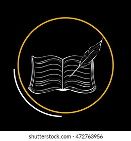 Book with pen vector icon