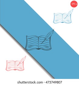 Book with pen vector icon