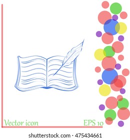 Book with pen vector icon