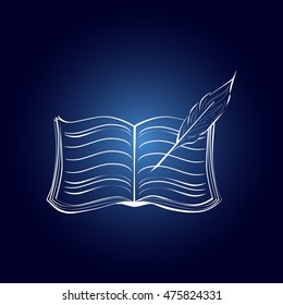 Book with pen vector icon