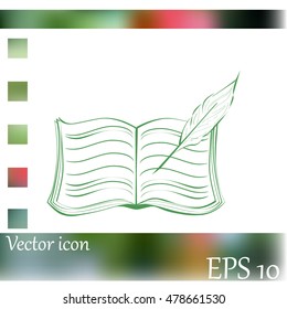 Book with pen vector icon