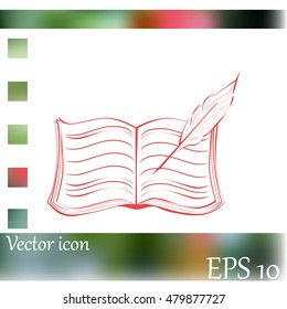 Book with pen vector icon